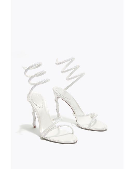 Rene Caovilla White Margot Ivory Satin-Lamb/Trasmission Strass Sandal