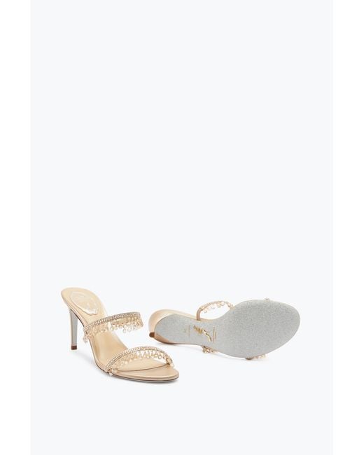Rene Caovilla White Chandelier Ivory Slider Sandal 80