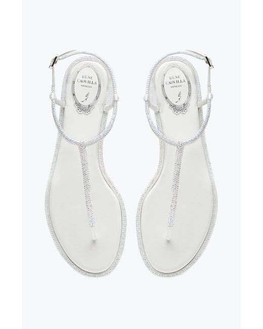Rene Caovilla White Diana Sandal With Crystals 10