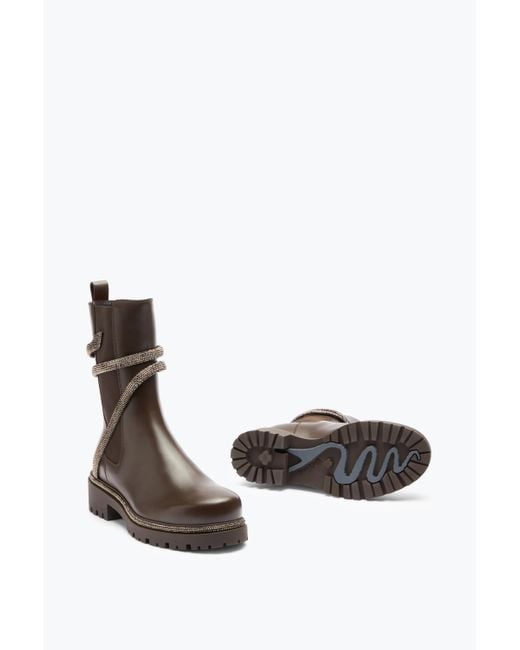Rene Caovilla Brown Cleo Crystal Chestnut Bootie 25
