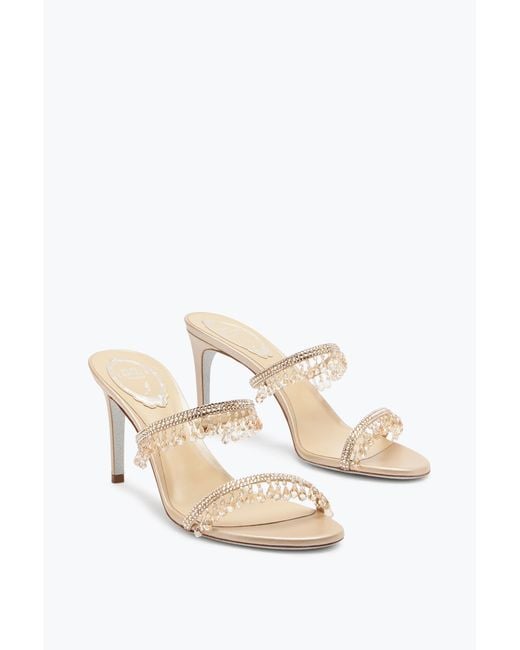 Rene Caovilla White Chandelier Ivory Slider Sandal 80
