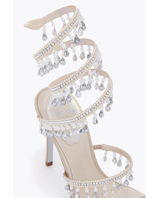 Rene Caovilla White Chandelier Sandal With Pearls 105