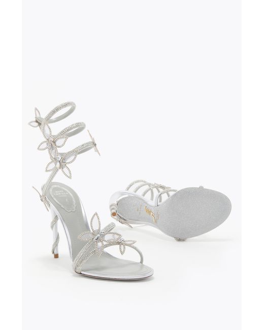 Rene Caovilla White Margot Mirrored Sandal With Butterflies 105