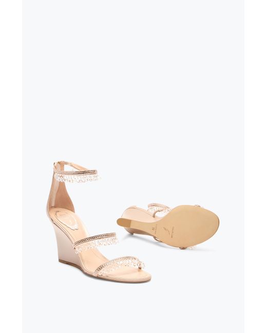 Rene Caovilla White Chandelier Powder Wedge Sandal 80