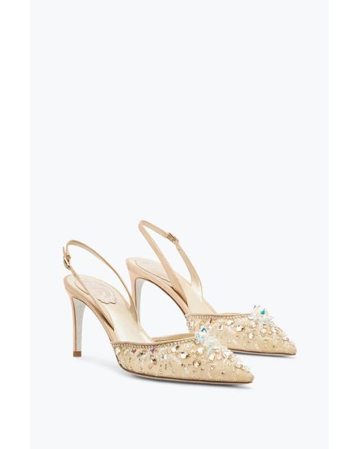 Rene Caovilla White Slingback With Jewel Stones Cinderella