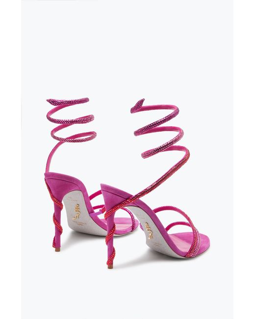 Rene Caovilla Pink Margot Shocking Sandal With Degradé Crystals 105