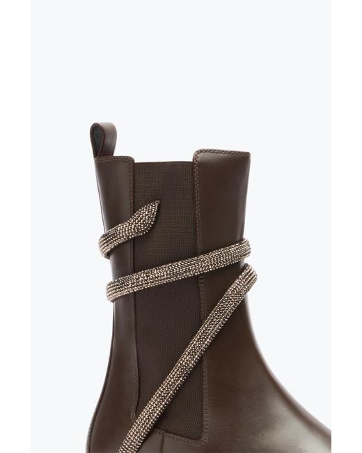 Rene Caovilla Brown Cleo Crystal Chestnut Bootie 25