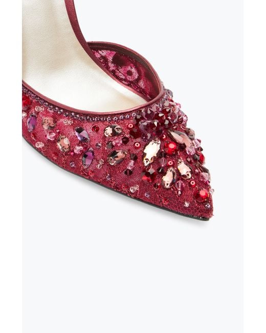 Rene Caovilla Red Chandelier Crystal Ruby Pump 100