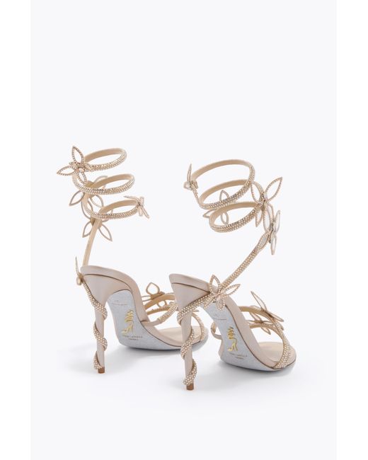 Rene Caovilla White Margot Champagne Sandal With Butterflies 105
