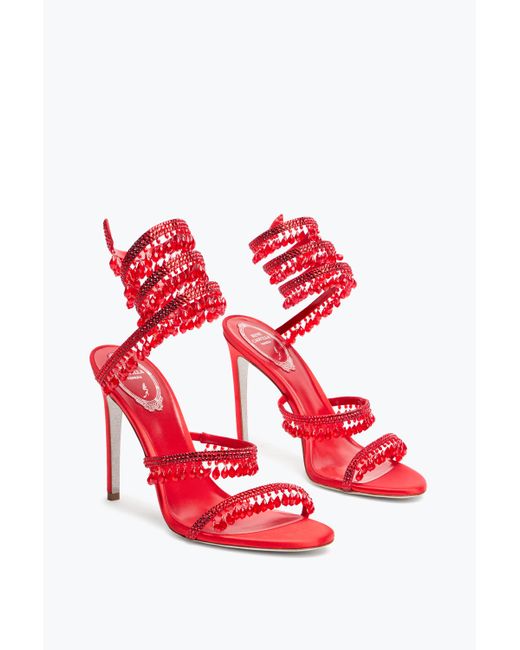 Rene Caovilla Red Chandelier Sandal 105