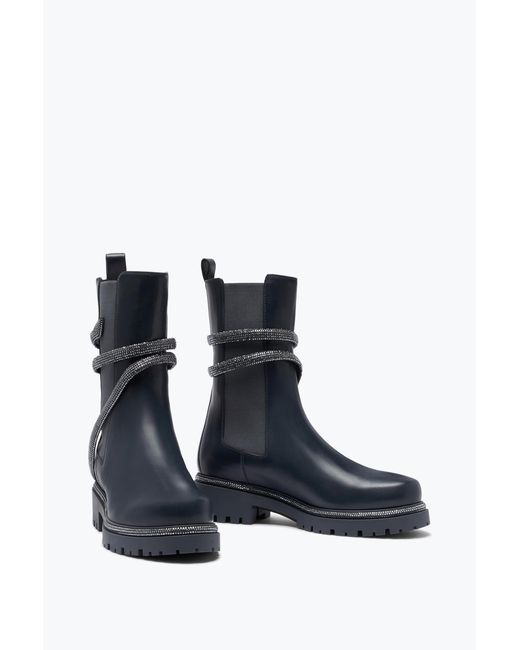 Bottine Cleo Noir-Argent Avec Cristaux 25 Rene Caovilla en coloris Blue