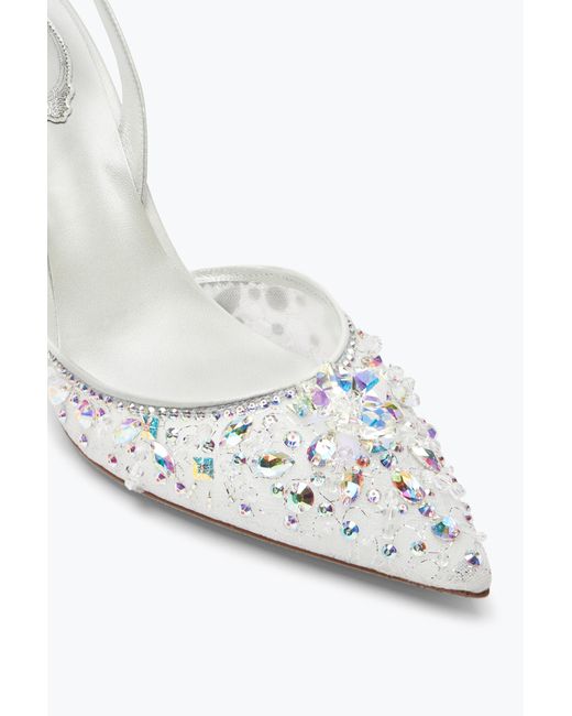 Rene Caovilla White Cinderella Slingback With Crystal 80