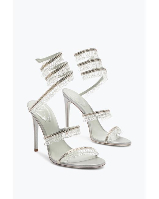 Rene Caovilla White Chandelier Sandal 105