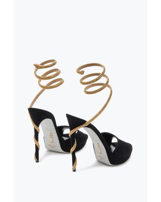 Rene Caovilla White Margot Suede And Platform Sandal 120