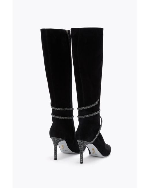 Rene Caovilla Black Cleo Suede Boot 80