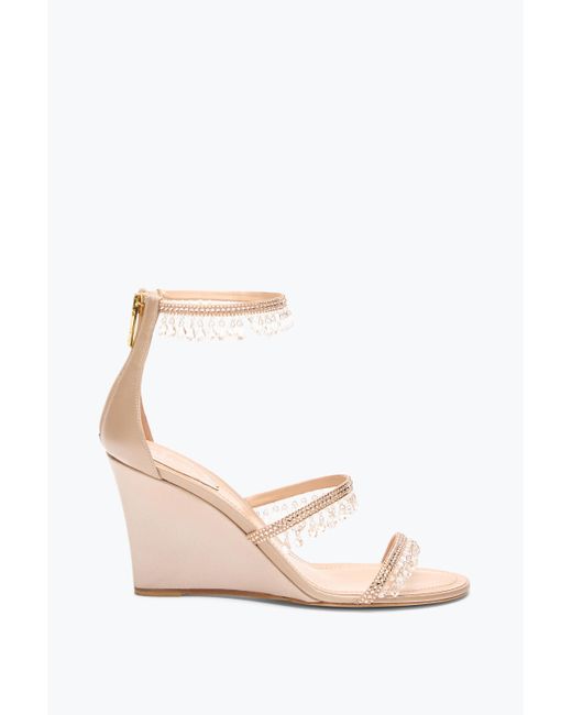 Rene Caovilla White Chandelier Powder Wedge Sandal 80