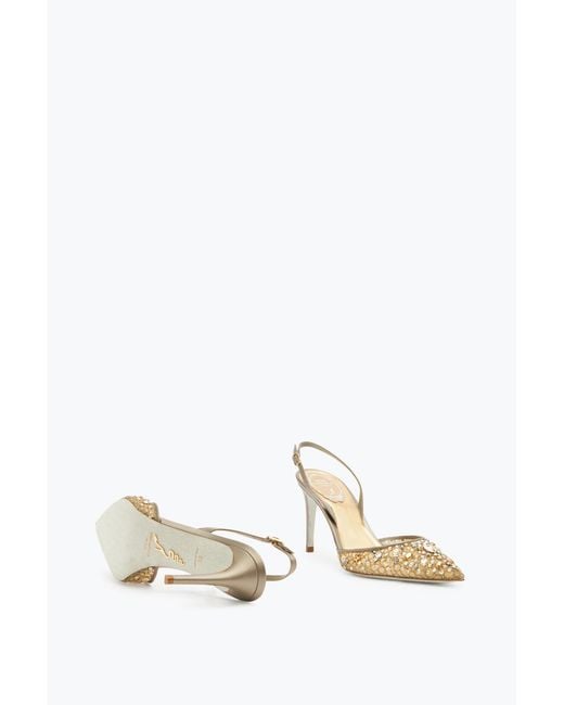 Rene Caovilla White Cinderella Bronze Slingback 80