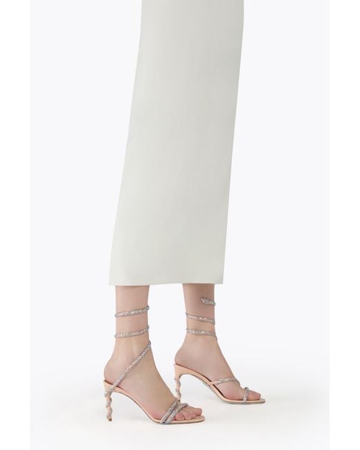 Rene Caovilla White Margot Sandal With Multicolored Crystals 80
