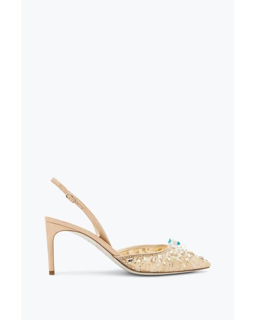 Rene Caovilla White Slingback With Jewel Stones Cinderella