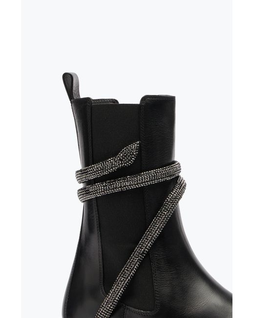 Rene Caovilla Black Cleo Combat Biker Boots
