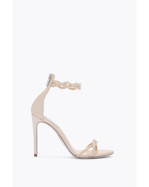 Rene Caovilla White Braid Champagne Sandal 105