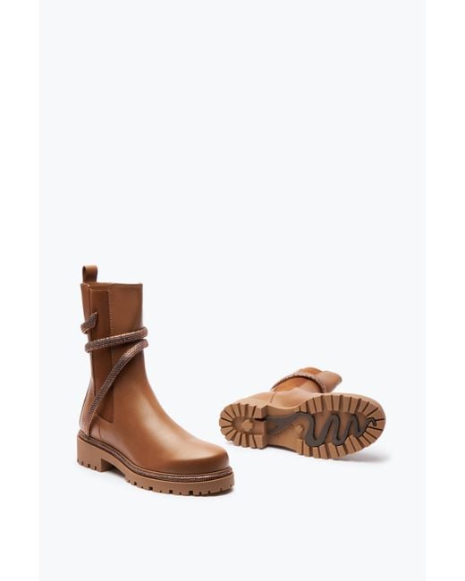 Rene Caovilla Brown Cleo Crystal Hazelnut Bootie 25