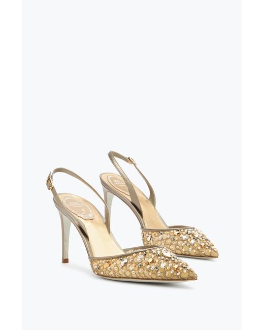 Rene Caovilla White Cinderella Bronze Slingback 80