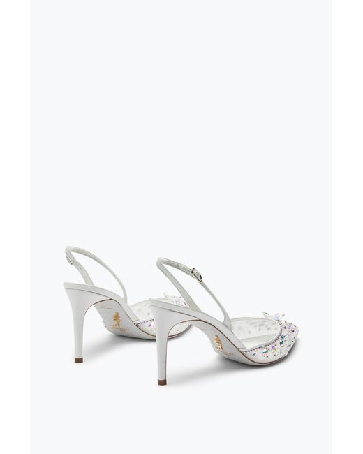 Rene Caovilla White Cinderella Slingback With Crystal 80