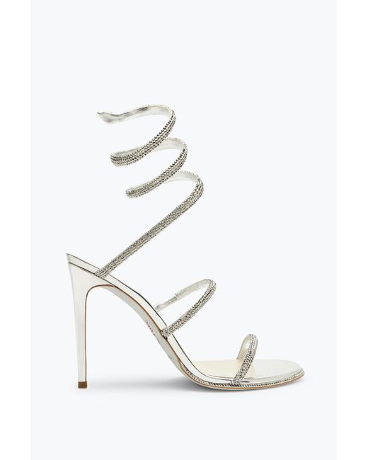 Rene Caovilla White Cleo Crystal Sandal 105