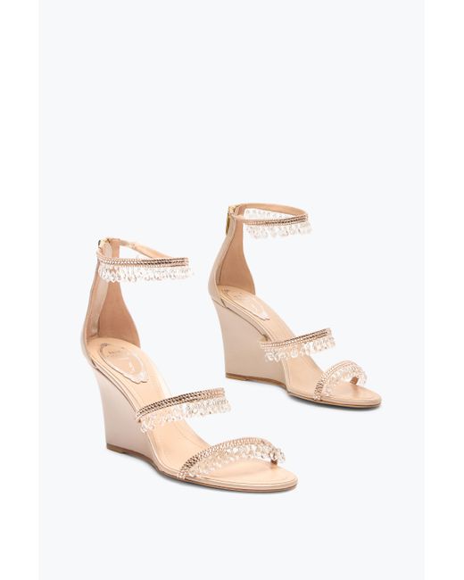 Rene Caovilla White Chandelier Powder Wedge Sandal 80