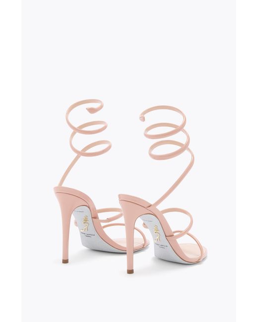 Rene Caovilla White Cleo Nude Patent Leather Sandal 105