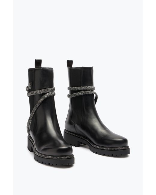 Rene Caovilla Black Cleo Combat Biker Boots
