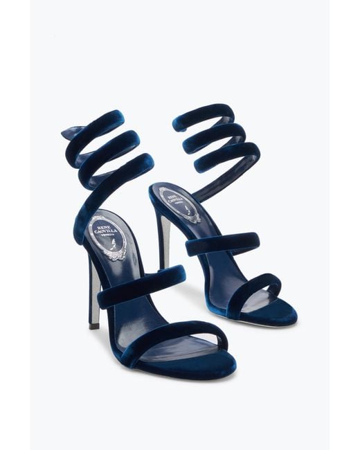 Sandale Cleo En Velours Marine 105 Rene Caovilla en coloris Blue