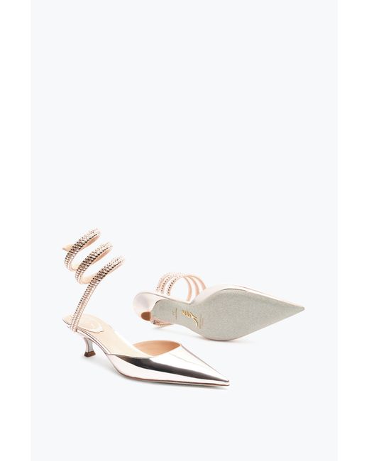 Rene Caovilla White Cleo Rose Pump With Crystals 50