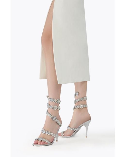 Rene Caovilla White Eva Metallic Sandal 100