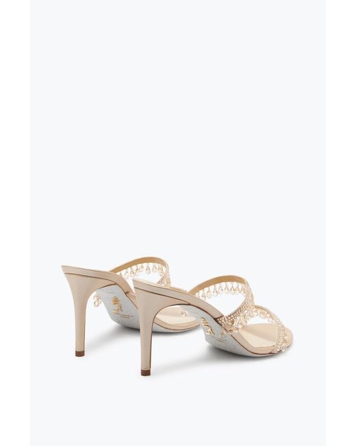 Rene Caovilla White Chandelier Ivory Slider Sandal 80