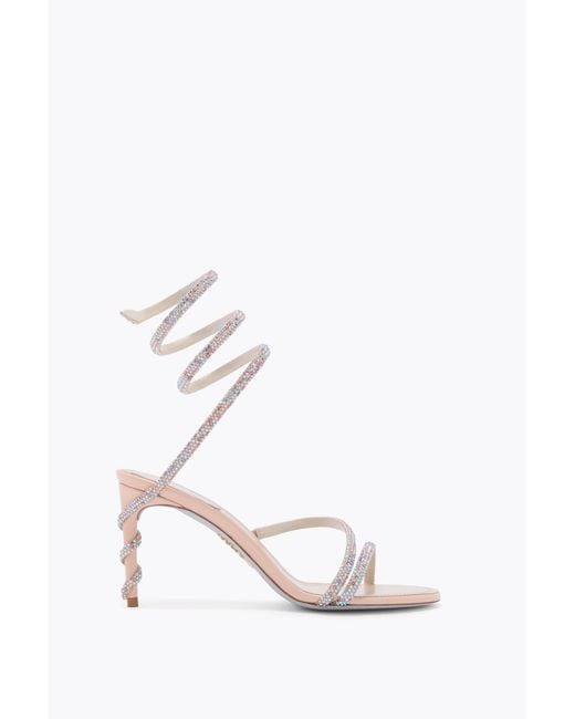 Rene Caovilla White Margot Sandal With Multicolored Crystals 80