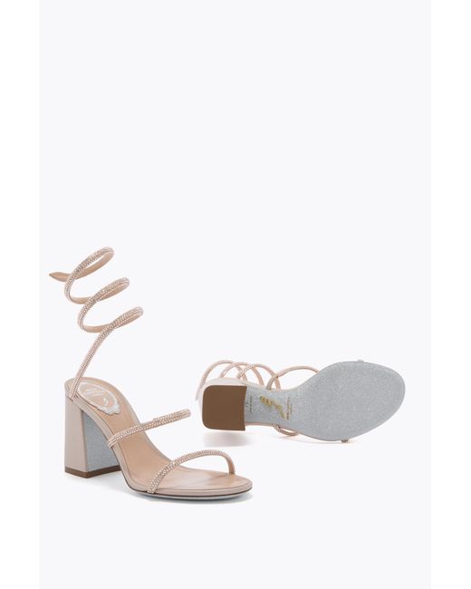 Rene Caovilla White Cleo Blush Sandal 80