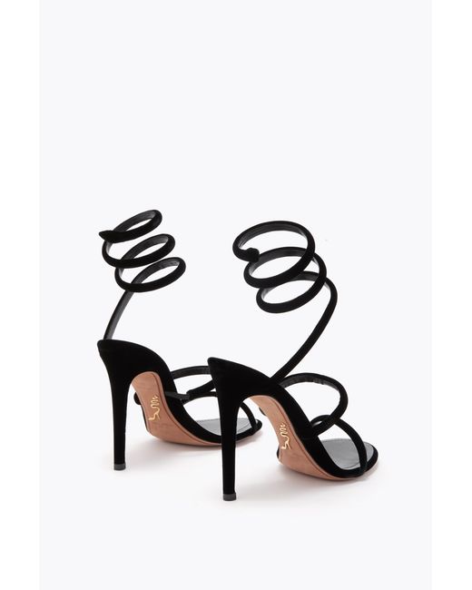 Rene Caovilla Black Cleo Velvet Sandal 105