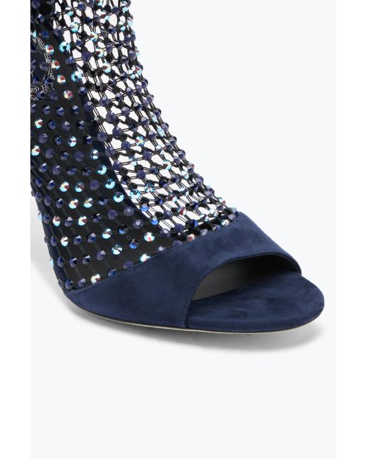 Rene Caovilla Blue Galaxia Crystal Deep Sandal 105
