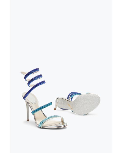 Rene Caovilla Blue Cleo Sandal With Degradé Crystals 105