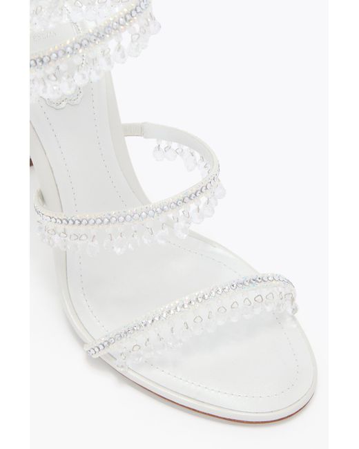 Rene Caovilla White Chandelier Ivory Satin-Lamb/Crystal-Transmissi Sandal