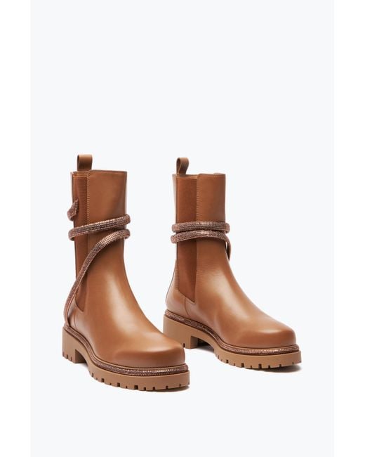 Rene Caovilla Brown Cleo Crystal Hazelnut Bootie 25