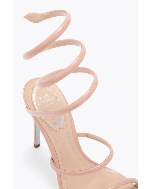 Rene Caovilla White Cleo Nude Patent Leather Sandal 105