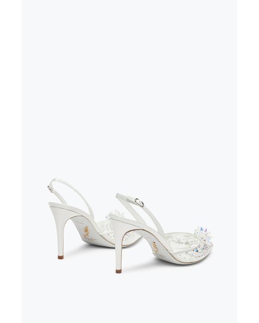 Rene Caovilla White Cinderella Slingback 80