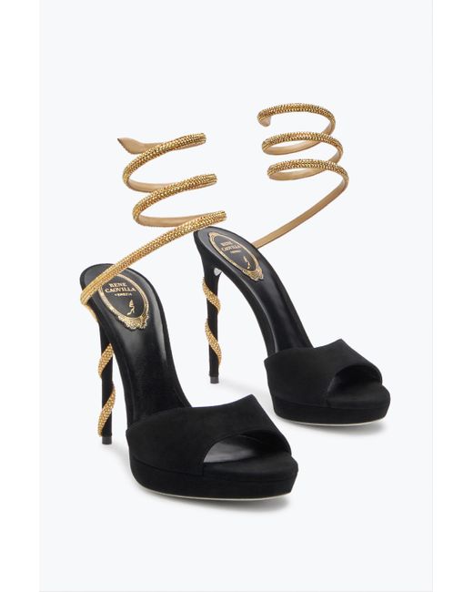 Rene Caovilla White Margot Suede And Platform Sandal 120
