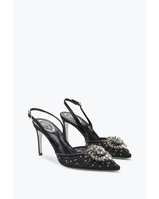 Rene Caovilla Black Barbara Slingback 80