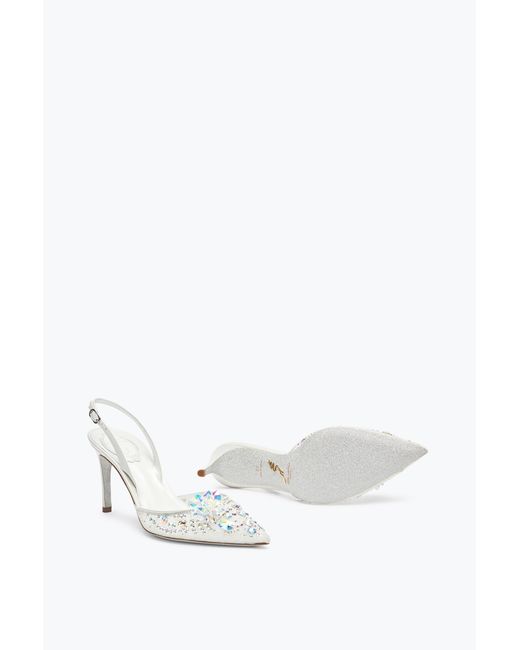 Rene Caovilla White Cinderella Slingback 80
