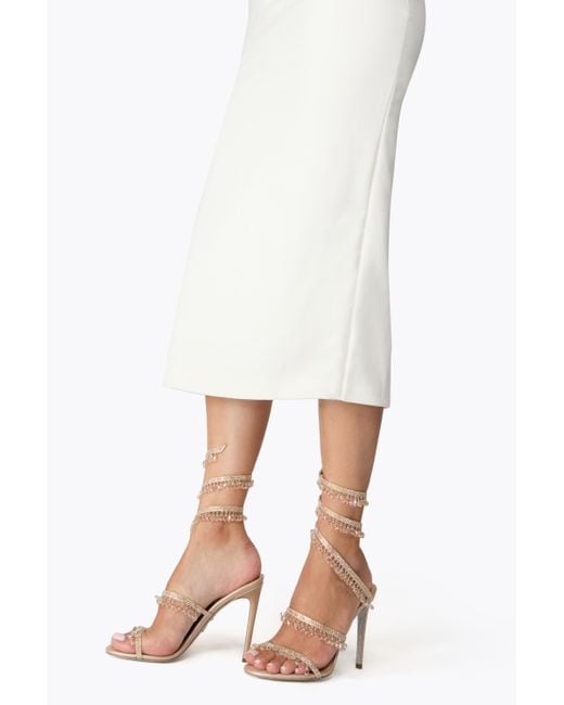Rene Caovilla White Chandelier Satin/G.Shadow Strass Sandal