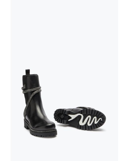 Rene Caovilla Black Cleo Combat Biker Boots